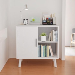 LIVAREEmlen Console Table with Solid Wood Feet for Decorated Doors,Dining Room,Hallway,Cupboard Console Table,Liquor/Accent Cabinet(White) - 1 of 4