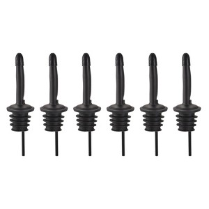 Unique Bargains Stainless Steel Leakproof Odorless Liquor Pourers with Rubber Dust Cap 6 Pcs - 1 of 4