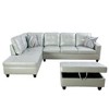 Gray PU Leather Sectional Sofa Suite L-Shaped Configuration, Tufted Upholstery, Versatile Storage Ottoman, Contemporary Living Space Solution - 2 of 4
