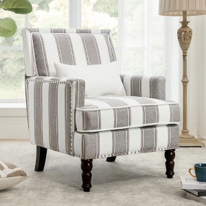 Arceso 25.6-in W Modern Herrinbone Linen Accent Armchair - 1 of 4