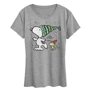 Women's - Peanuts - Snoopy Woodstock Skate Short Sleeve Graphic T-Shirt - 1 of 4