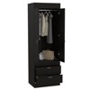 SEVOBAL Armoires Double Doors Two Drawers Integrated Hanging Rod for Bedroom and Closet Storage Solution, Black, 18.9"*23.3"*70.4" - 2 of 4