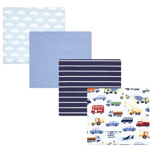 Hudson Baby Infant Boys Cotton Flannel Receiving Blankets, Colorful Transportation, One Size - 1 of 4
