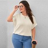 Womens Summer Tops Casual Solid Color Vertical Bat Sleeve Loose Short Sleeve Large Size T-Shirt - 4 of 4