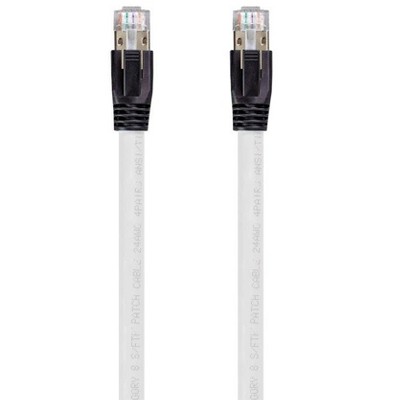 Monoprice Cat8 Ethernet Network Cable - 10 feet - White | 2GHz, 40G, 24AWG, S/FTP - Entegrade Series