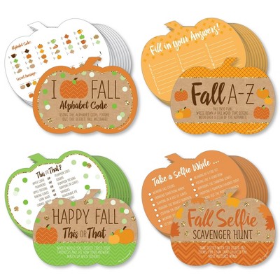 Big Dot of Happiness Pumpkin Patch - 4 Fall, Halloween or Thanksgiving Party Games - 10 Cards Each - Gamerific Bundle