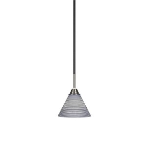 Toltec Lighting Paramount 1 - Light Pendant in  Matte Black/Brushed Nickel with 7" Gray Matrix Shade - 1 of 1