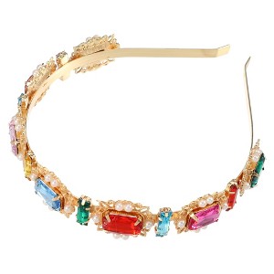 Unique Bargains Women's Metal Colorful Rhinestone Faux Crystal headband 4.92"x0.91" 1 Pc - 1 of 4