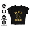 Women's California State University Long Beach Large Cap Sleeve Baby Rib Crop Top Black - 4 of 4