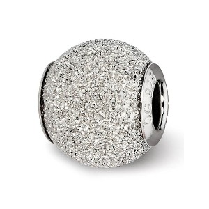 Black Bow Jewelry Sterling Silver Light Grey Laser Cut Bead Charm - 1 of 3