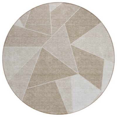 Taupe Brown And Beige Geometric Washable Indoor Outdoor Area Rug