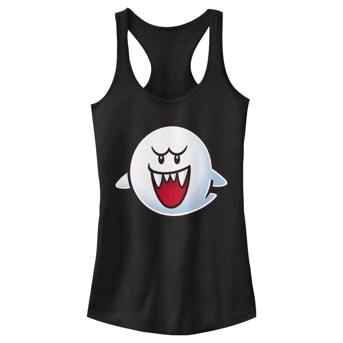 Juniors Womens Nintendo Mario Boo Ghost Smile Racerback Tank Top