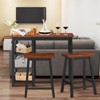 Tangkula 3 PCS Dining Table Set Counter Height Dining Set with 3-Tier Storage Shelf&2 Saddle Stools Walnut - 2 of 4