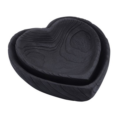 Sagebrook Home Set of 2 Carved Wood Bowls Wooden Nesting Heart Bowls for Table Decor and Display