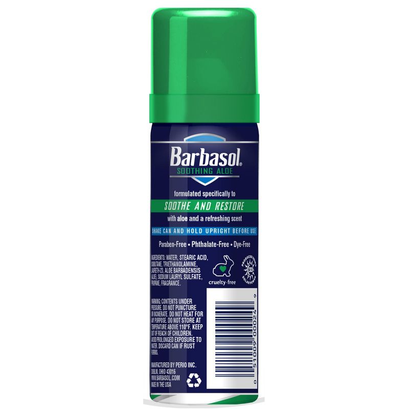 Barbasol Soothing Aloe Shaving Cream - 2.4oz - Trial Size, 2 of 4