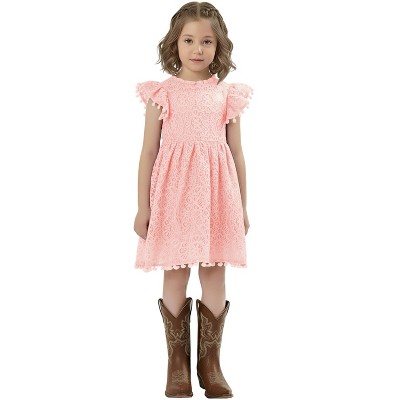 2Bunnies Lace Pom Pom Trim Girl Dress