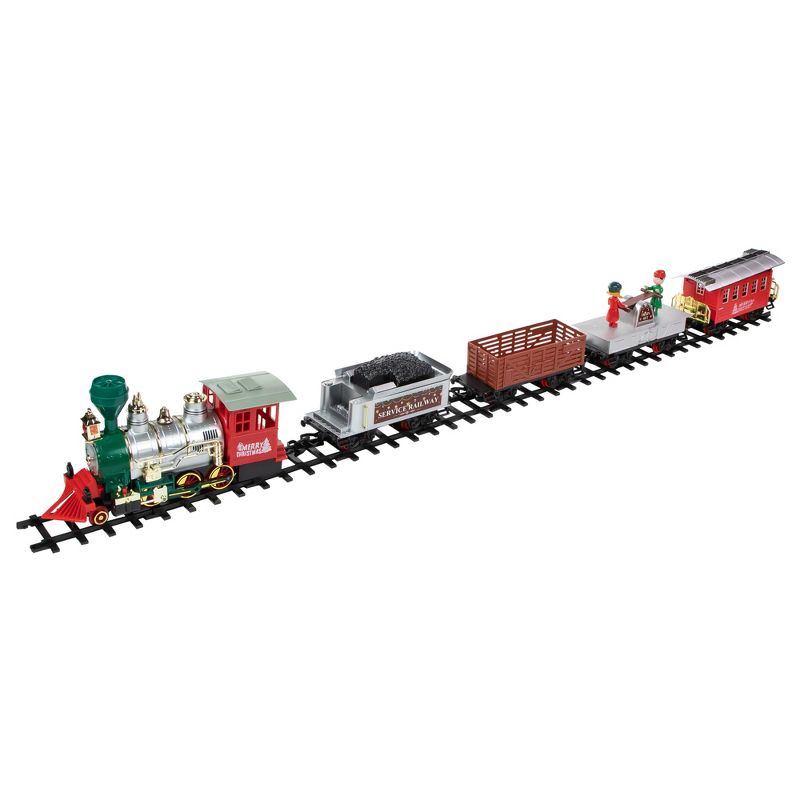 Northlight 35pc Silver and Red Battery Operated Lighted and Animated Classic Train Set with Sound, 3 of 6