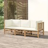 vidaXL Garden Lounge Set Cream White Bamboo, 100% Polyester - 2 of 4