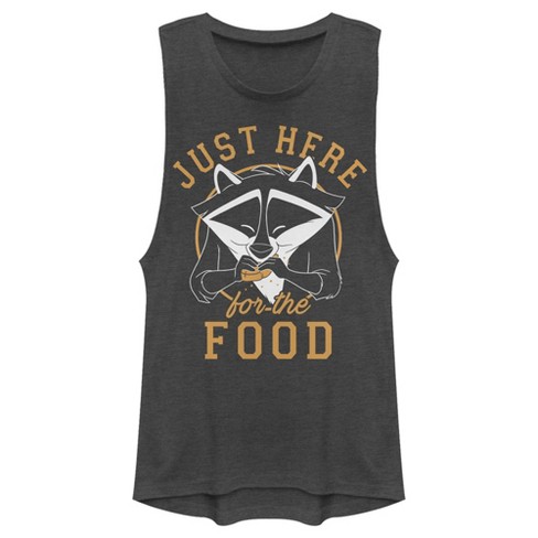 Juniors Womens Pocahontas Meeko Here for Food Festival Muscle Tee - image 1 of 4