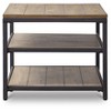 Caribou Wood and Metal End Table - Baxton Studio: Distressed Ash-Veneer, Rustic Iron, Square Shape, Dual-Shelf - 2 of 3