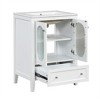 NicBex 24" Bathroom Vanity with Ceramic Sink, Bathroom Cabinet Storage, 2 Glass Cabinet Doors with Adjustable Shelf, and 1 Drawer for Bathroom, White - 4 of 4