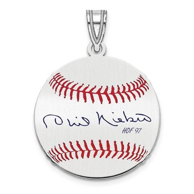 Black Bow Jewelry Sterling Silver Phil Niekro Signature SM Enamel Baseball Pendant