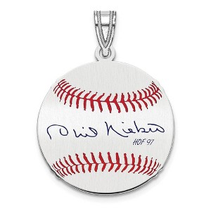 Black Bow Jewelry Sterling Silver Phil Niekro Signature SM Enamel Baseball Pendant - 1 of 4