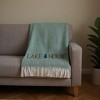 HomeRoots 55" X 70" Sage And White Cotton Blend Lake House Embroidered Throw Blanket with Fringe - 2 of 4