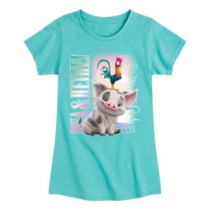 Girls' - Moana - Pua and Hei Hei Vintage Bootleg Fitted Short Sleeve Graphic T-Shirt - 1 of 4