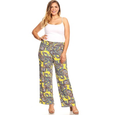 Women's Plus Size Paisley Printed Palazzo Pants - White Mark