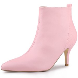 Allegra K Women's Pointed Toe Side Zipper Stiletto Heels Ankle Boots - 1 of 4