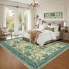 Vintage Floral Area Rug Washable Rugs Stain Resistant Easy Cleaning Indoor Carpet With Non-Slip Backing Low Pile Rug - 4 of 4