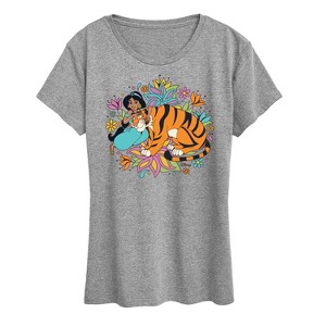 Women's - Disney Princess - Jasmine And Rajah Flowers Short Sleeve Graphic T-Shirt - 1 of 4