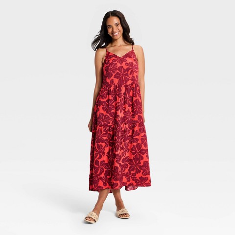 Женские платья A New Day Women's Tiered Maxi Dress - A New Day™ Burgundy Floral XL