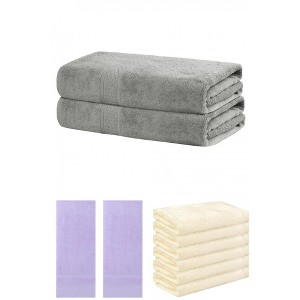 REGALWOVEN Striped Soft Absorbent Bathroom Cotton Towel Set 3 Pcs - 1 of 4
