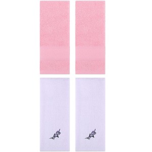REGALWOVEN 4 Pcs Bathroom Decorative Cotton Soft Absorbent Sold Striped Hand Towel - 1 of 4
