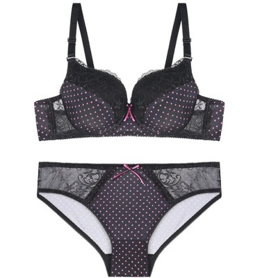 Agnes Orinda Women's Plus Size Lace Polka Dots 2-piece Lingerie