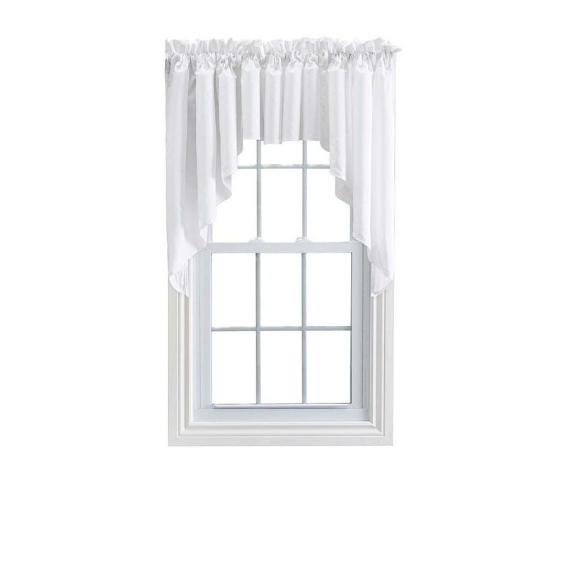 Ellis Stacey 3" Rod Pocket High Quality Fabric Solid Color Window Lined Swag Set White, 1 of 4