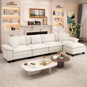 Captiva Designs 157.5-Inch Cloud Modular L-Shaped 5PC Sectional Sofa, Comfy Couch with Ottoman and Deep Cushions - 1 of 4
