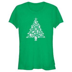 Juniors Womens Guardians of the Galaxy Holiday Special Silhouettes Christmas Tree T-Shirt - 1 of 4