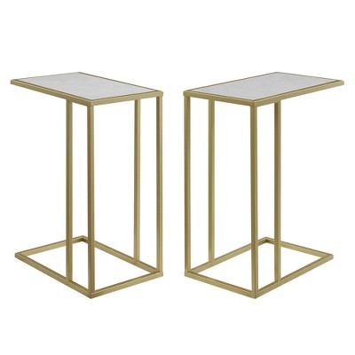 Set of 2 Arja Modern Glam Rectangular C Tables - Saracina Home