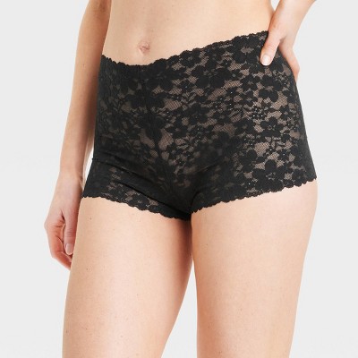 Women's Allover Lace Boy Shorts - Auden™ Black M