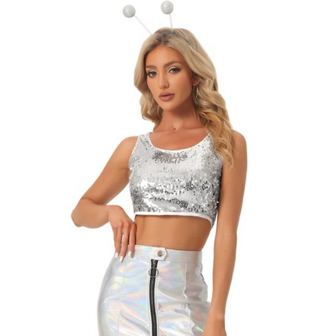 Allegra K Women's Sequined Shining Club Party Sparkle Cami Top : Target