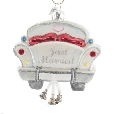 Noble Gems 4.0" Just Married Love Car Newlyweds Marriage Bride Groom  -  Tree Ornaments