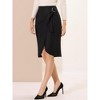 INSPIRE CHIC Women's Wrap Work Office Knee Length Skirt - 2 of 4