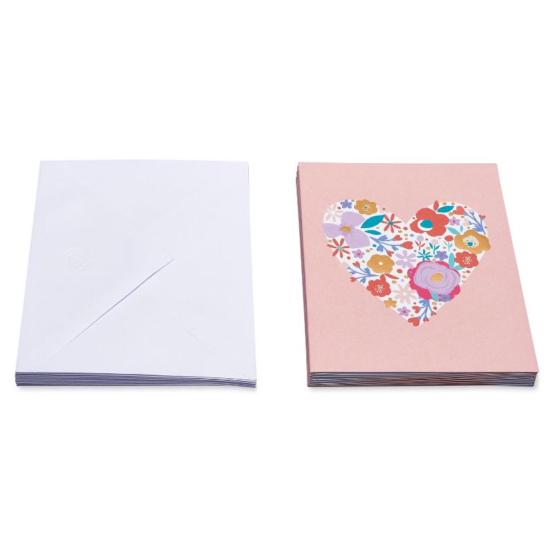 10ct Blank Note Cards Floral Heart, 5 of 8