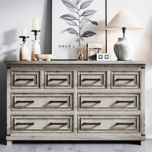 Acekool Farmhouse 8 Drawer Dresser, Rustic Wood Chest, Large Organizer for Bedroom, Closet, Living Room, Hallway - 1 of 4