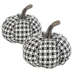 SEVOBAL Party Decorations and Accessories Fabric Black Pumpkin set 2 Decor Farmhouse-Inspired Accent for Halloween, Black White, 10.2"*8.1"*7.7" - 1 of 4