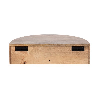 Natural Brown Mango Wood Floating Side Table with Drawer