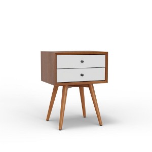 Alpine Furniture,Flynn Small Nightstand, Acorn & White - 1 of 4